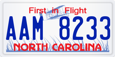 NC license plate AAM8233