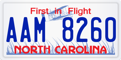 NC license plate AAM8260