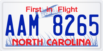 NC license plate AAM8265