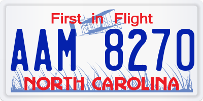 NC license plate AAM8270