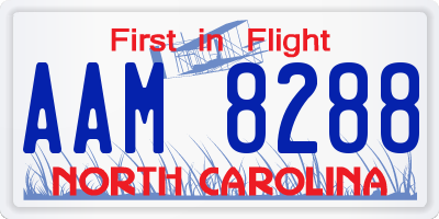 NC license plate AAM8288