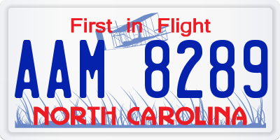 NC license plate AAM8289
