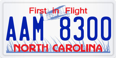 NC license plate AAM8300