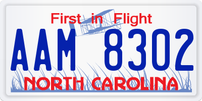 NC license plate AAM8302