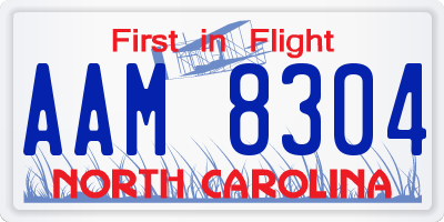 NC license plate AAM8304