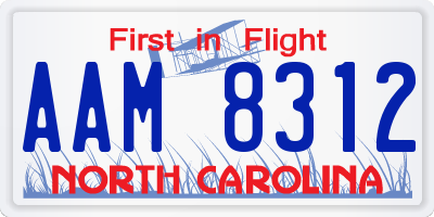 NC license plate AAM8312