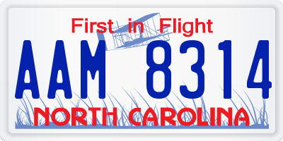 NC license plate AAM8314