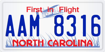 NC license plate AAM8316