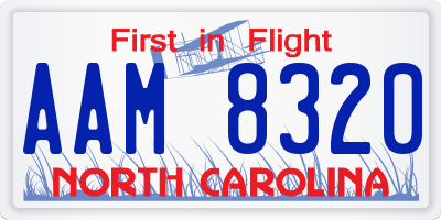 NC license plate AAM8320