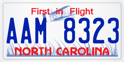 NC license plate AAM8323