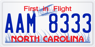 NC license plate AAM8333