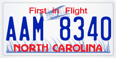 NC license plate AAM8340