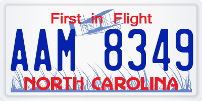 NC license plate AAM8349