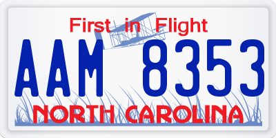 NC license plate AAM8353