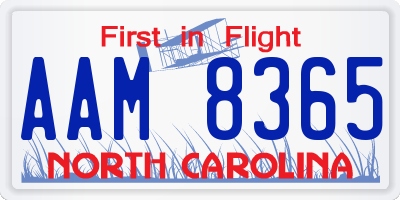 NC license plate AAM8365
