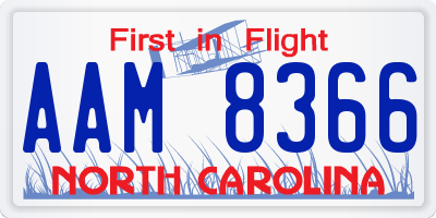 NC license plate AAM8366
