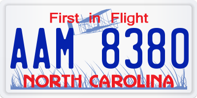 NC license plate AAM8380