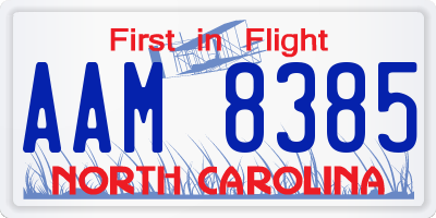 NC license plate AAM8385