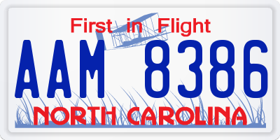 NC license plate AAM8386