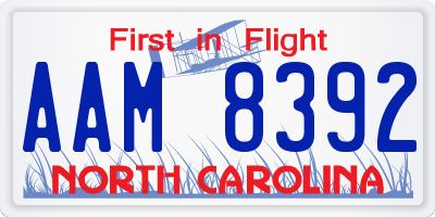 NC license plate AAM8392