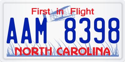 NC license plate AAM8398