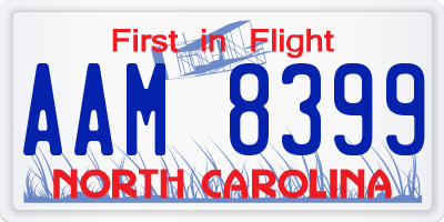 NC license plate AAM8399
