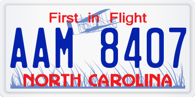 NC license plate AAM8407