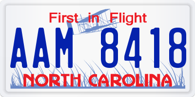 NC license plate AAM8418