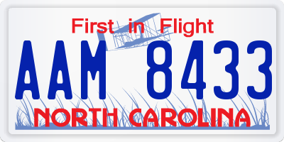 NC license plate AAM8433