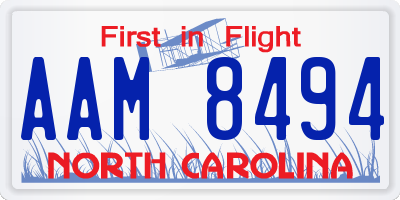NC license plate AAM8494