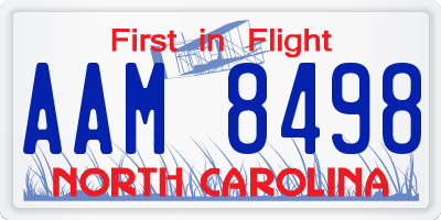 NC license plate AAM8498