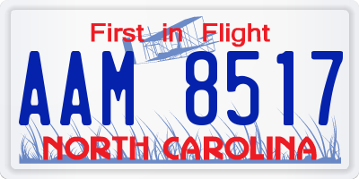 NC license plate AAM8517