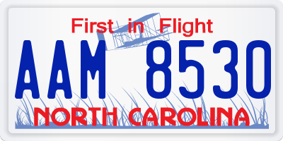 NC license plate AAM8530