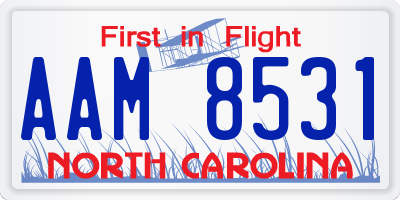 NC license plate AAM8531