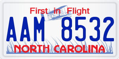 NC license plate AAM8532