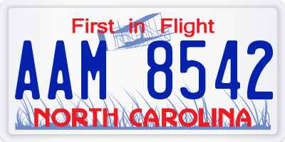 NC license plate AAM8542
