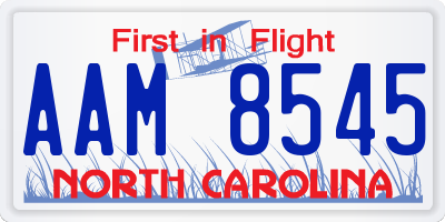 NC license plate AAM8545