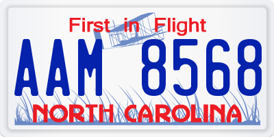 NC license plate AAM8568