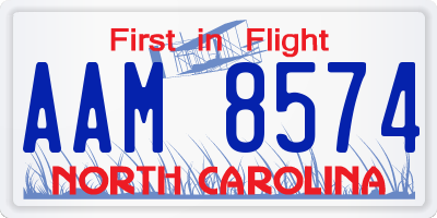 NC license plate AAM8574