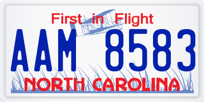 NC license plate AAM8583