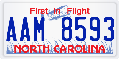 NC license plate AAM8593