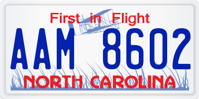 NC license plate AAM8602