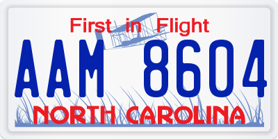 NC license plate AAM8604