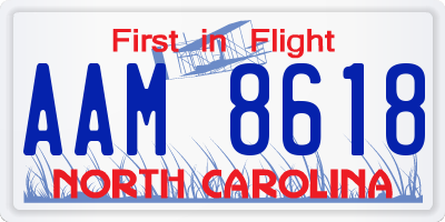 NC license plate AAM8618