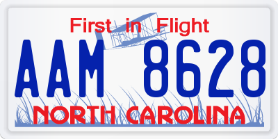 NC license plate AAM8628