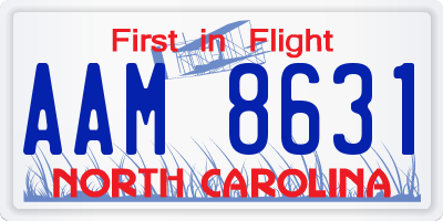 NC license plate AAM8631