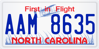 NC license plate AAM8635