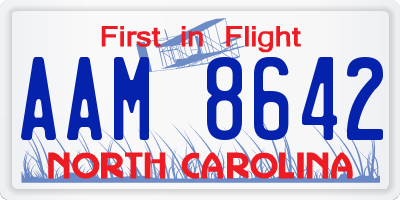 NC license plate AAM8642