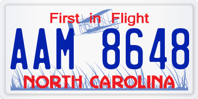 NC license plate AAM8648