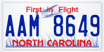 NC license plate AAM8649